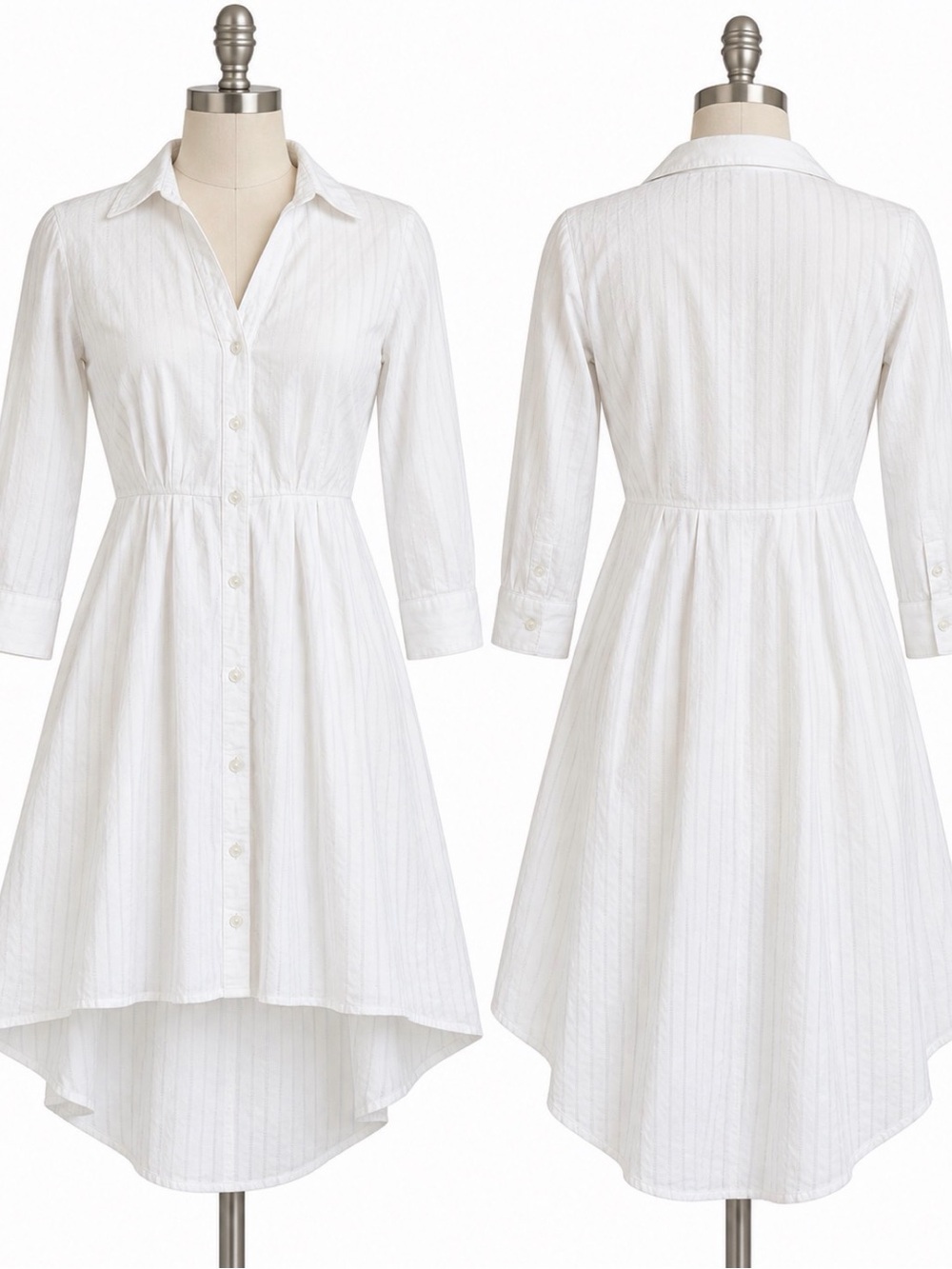Anthropologie Moulinette Soeurs White Cotton High Low Shirt Dress Sz 2